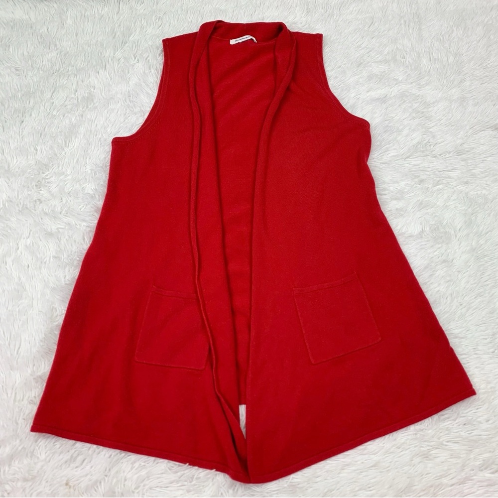 Allison‎ Daley Red Sleeveless Open Front Cardigan